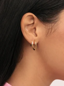 Pendiente Suelto Aro Halo Baño Oro