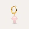 Pendiente Suelto Aro Seta Rosa Baño Oro