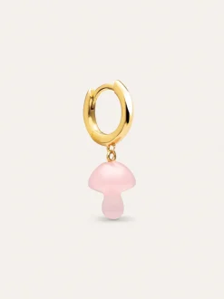 Pendiente Suelto Aro Seta Rosa Baño Oro