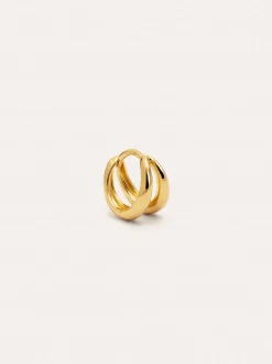 Pendiente Suelto Double Loop Baño Oro