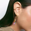 Pendiente Suelto Ear Cuff Cross Plata Baño Oro