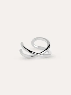 Pendiente Suelto Ear Cuff Cross Plata