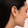 Pendiente Suelto Ear Cuff Triple Cross Baño Oro