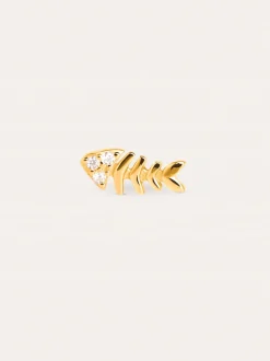 Pendiente Suelto Fishbone Spark Baño Oro