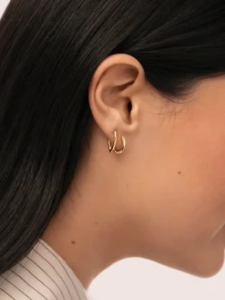 Pendiente Suelto Gota Plata Baño Oro