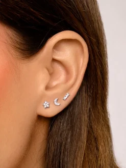 Pendiente Suelto Mini Moon Spark Plata