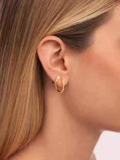 Pendiente Suelto Perla y Spark Baño Oro