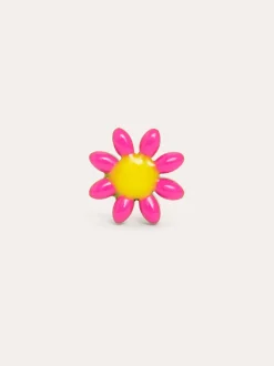 Pendiente Suelto Pink Daisy May Acero Baño Oro
