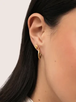 Pendiente Suelto Rosa Baño Oro
