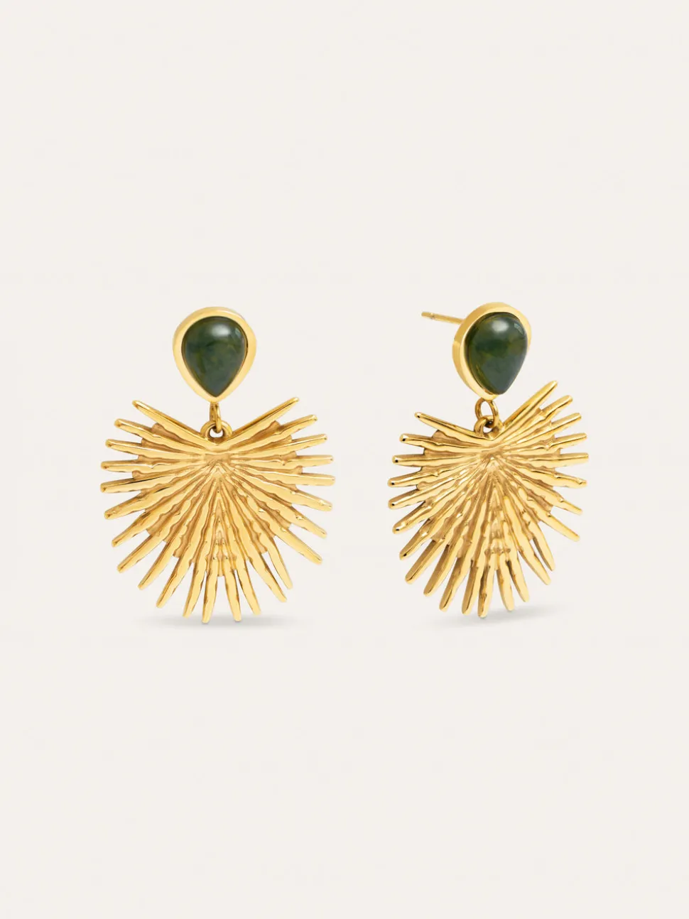 Pendientes Verde Catalina Acero Baño Oro