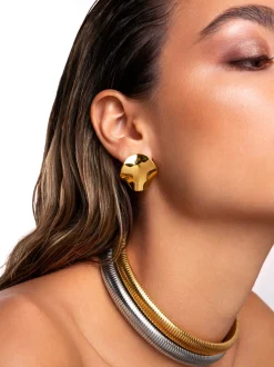 Pendientes Waves Acero Baño Oro