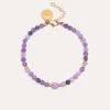Pulsera Amulet Amatista Acero Baño Oro