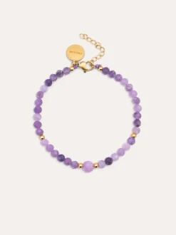 Pulsera Amulet Amatista Acero Baño Oro