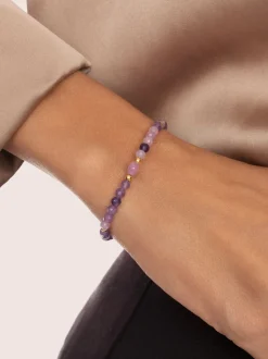 Pulsera Amulet Amatista Acero Baño Oro