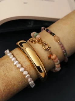 Pulsera Amulet Cats Eye Acero Baño Oro