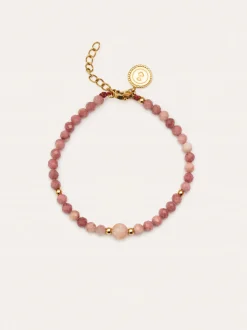 Pulsera Amulet Rodocrosita Acero Baño Oro