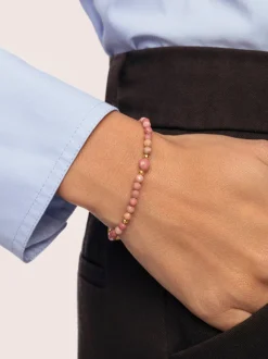 Pulsera Amulet Rodocrosita Acero Baño Oro