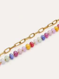 Pulsera Bali Chic Stones Acero Baño Oro