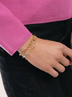 Pulsera Crystals Chain Colors Plata Baño Oro