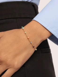 Pulsera Crystals Chain Colors Plata Baño Oro