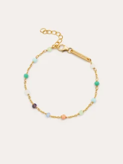 Pulsera Crystals Chain Colors Plata Baño Oro