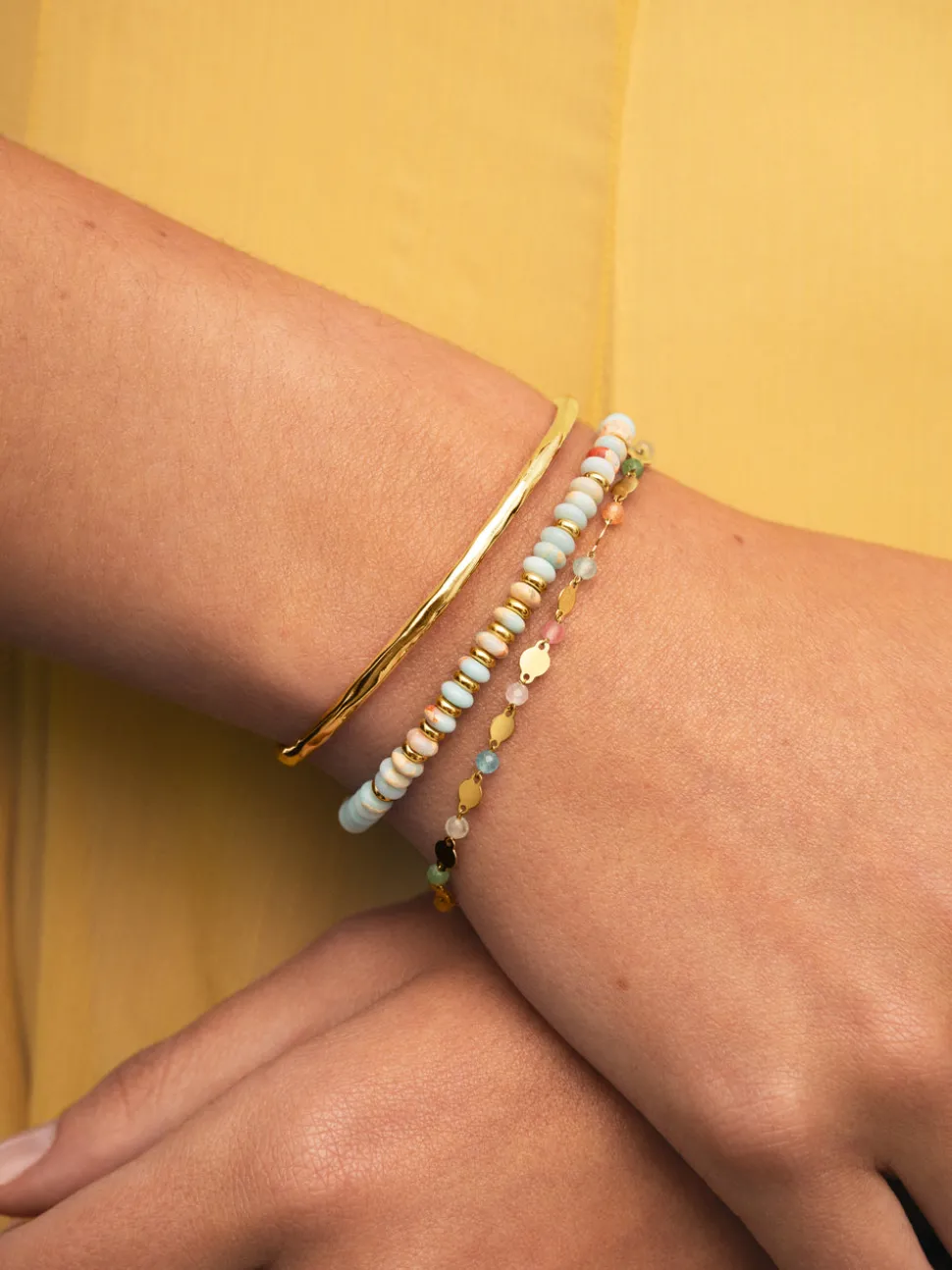 Pulsera Crystals Solar Acero Baño Oro