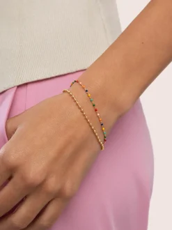 Pulsera Dots Colors Enamel Plata Baño Oro