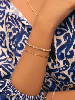 Pulsera Dots Colors Enamel Plata Baño Oro