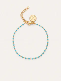 Pulsera Dots Turquoise Enamel Acero Baño Oro