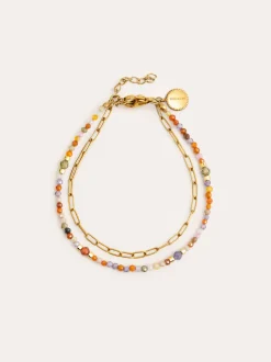 Pulsera Double Crystal Summer Acero Baño Oro