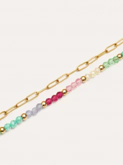Pulsera Dye Dots Pastel Acero Baño Oro