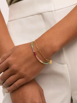 Pulsera Dye Dots Pastel Acero Baño Oro