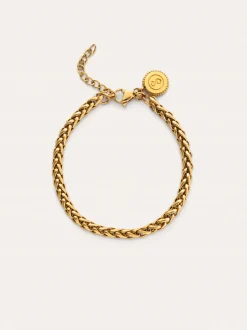 Pulsera Fine Disco Acero Baño Oro