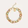 Pulsera Link Rainbow Enamel Acero Baño Oro