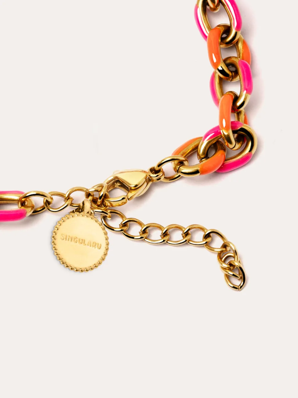 Pulsera Link Tropical Acero Baño Oro