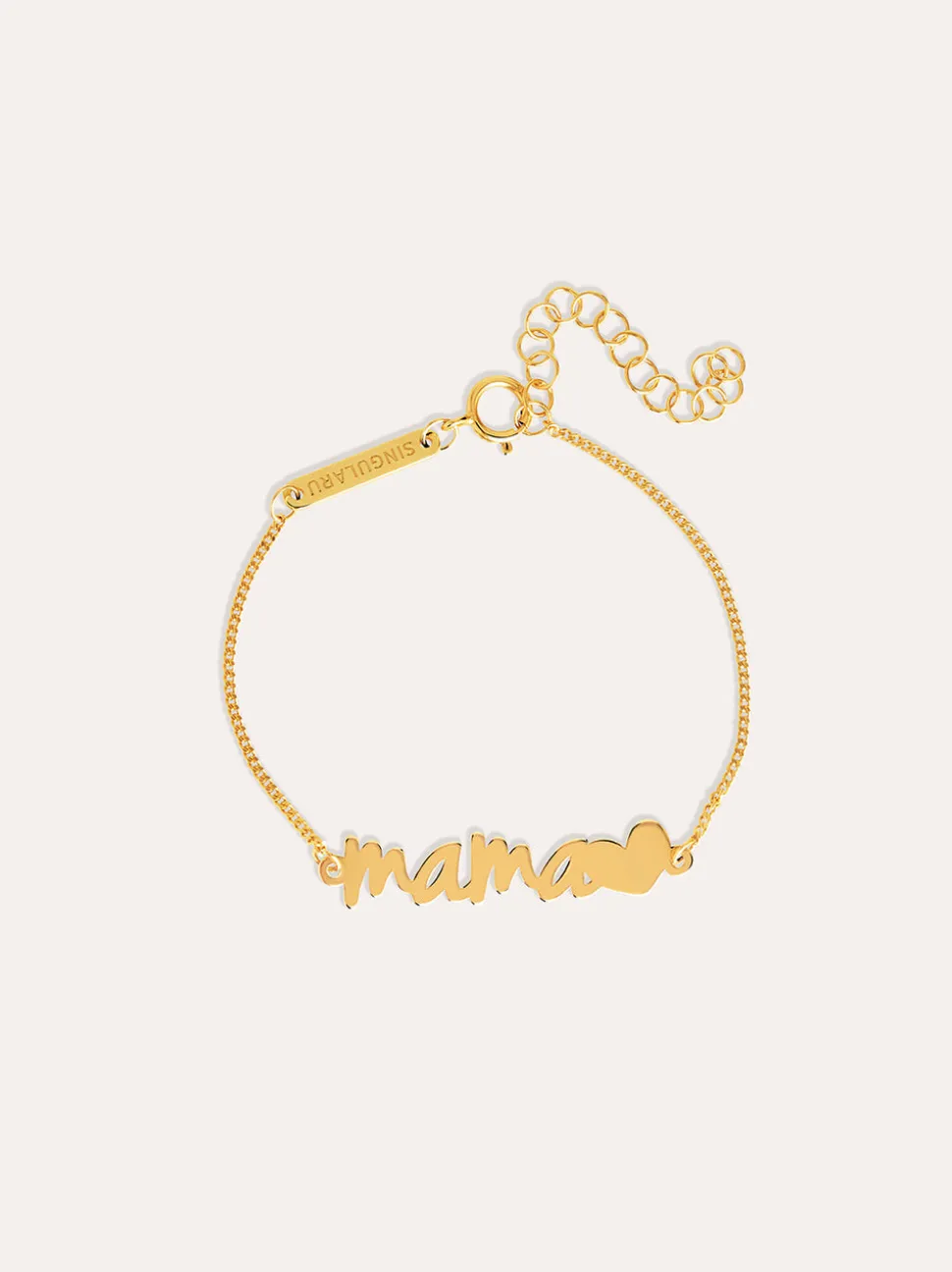 Pulsera Mamá Heart Plata Baño Oro