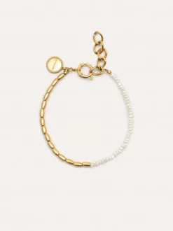 Pulsera New Pearl Acero Baño Oro