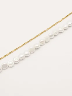 Pulsera Pearl Chain Acero Baño Oro