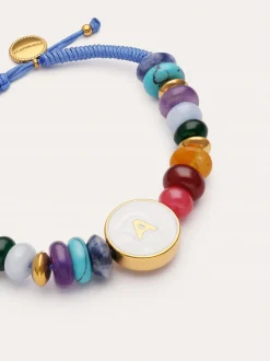 Pulsera Personalizada Letter Nácar Acero Baño Oro