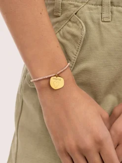 Pulsera Personalizada Medallón Organic Rosa Acero Baño Oro