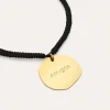 Pulsera Personalizada Medallón Organic Negro Acero Baño Oro