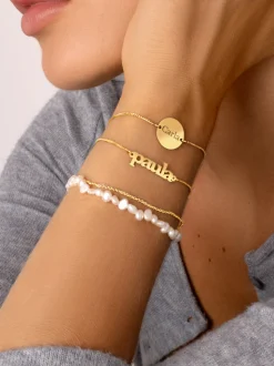 Pulsera Personalizada Moon Plata Baño Oro