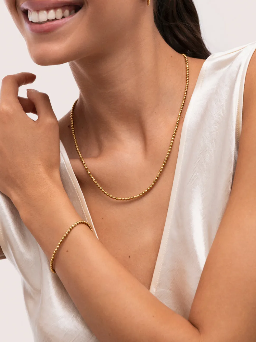 Pulsera Rosario Acero Baño Oro