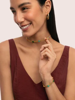 Pulsera Tape Stones Acero Baño Oro
