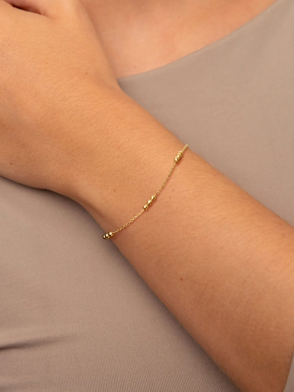 Pulsera Triple Dots Acero Baño Oro