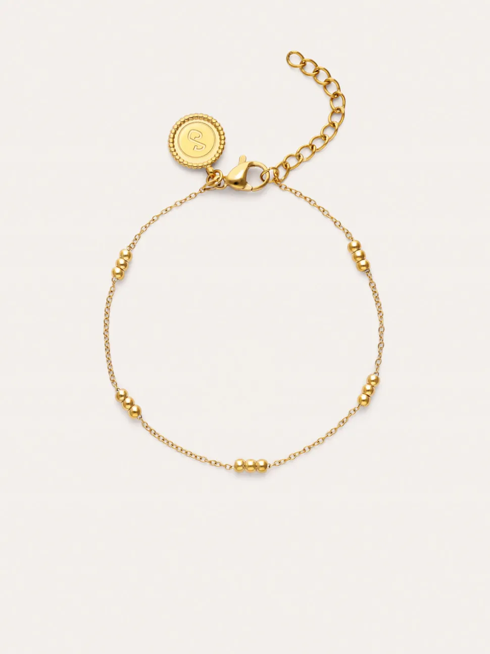 Pulsera Triple Dots Acero Baño Oro